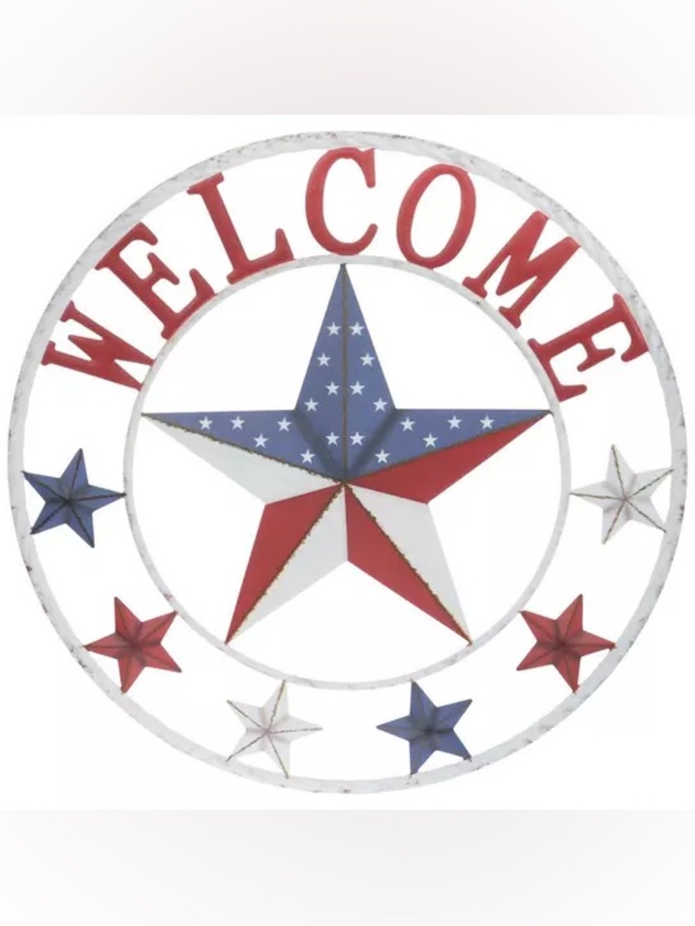 Patriotic Stars Welcome Metal Sign